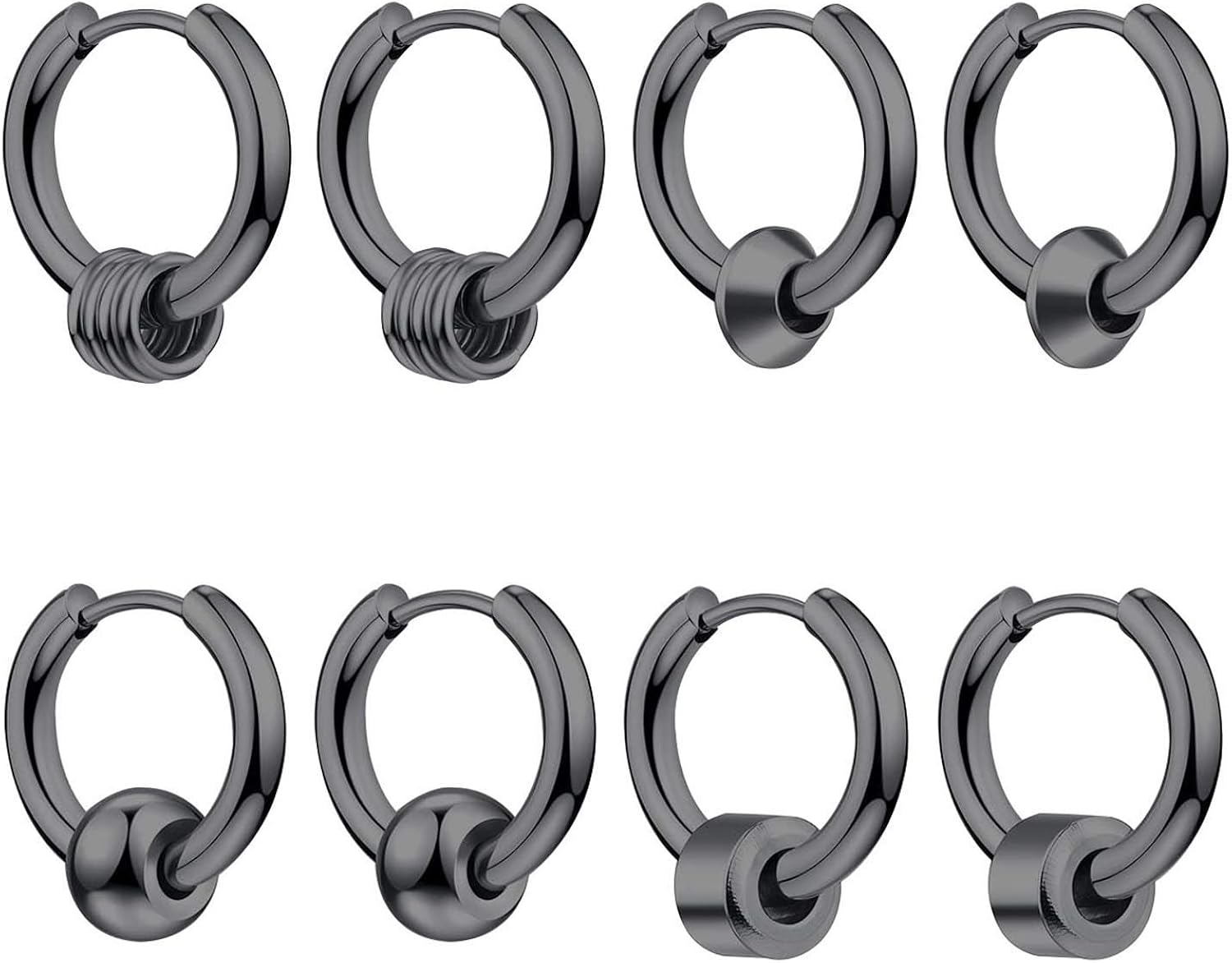 GONAROOK Surgical Steel Hoop Earrings for Men 4 Pairs Men's Hoop