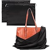 PlasMaller Dust Cover Storage Bags Thick Silk Cloth with Drawstring Pouch For Handbags Purses Pocketbooks Shoes Boots Set of 2, Black (19.6 x 15.7 in)