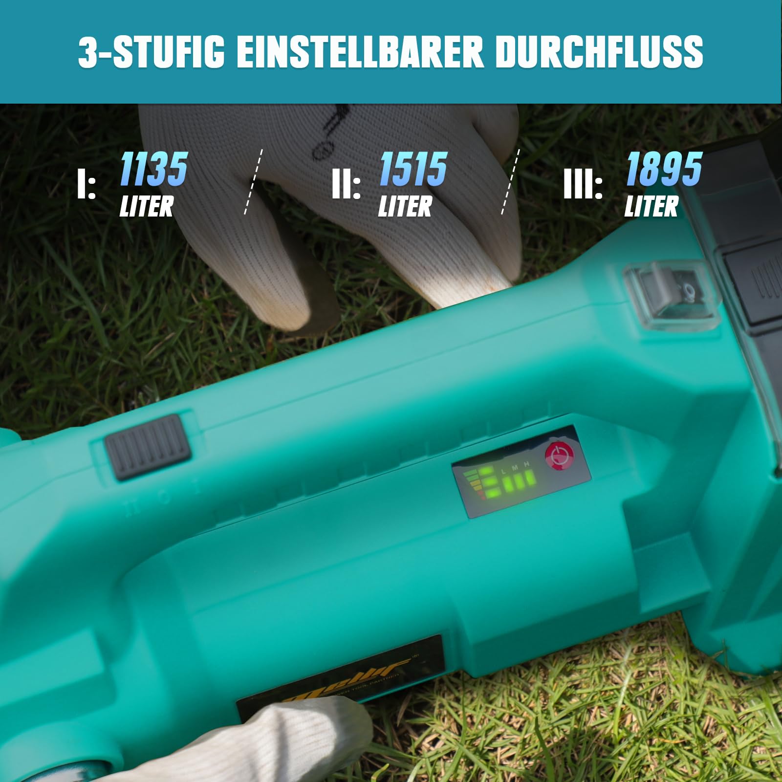 Mellif Akku Wasserpumpe für Makita Akku 18V, Gartenpumpe mit Akku 4000 mAh,Bürstenlos Motor,Fördermenge 1895 L/h,Förderhöhe 18 m,LED Licht für Garten (inkl. MELLIF 2 Akku 2.0 Ah + 1 Ladegerät 2.0Ah) 5
