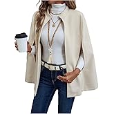 Floerns Women's Elegant Open Front Cape Coat Crew Neck Split Sleeve Dressy Cloak Outwear