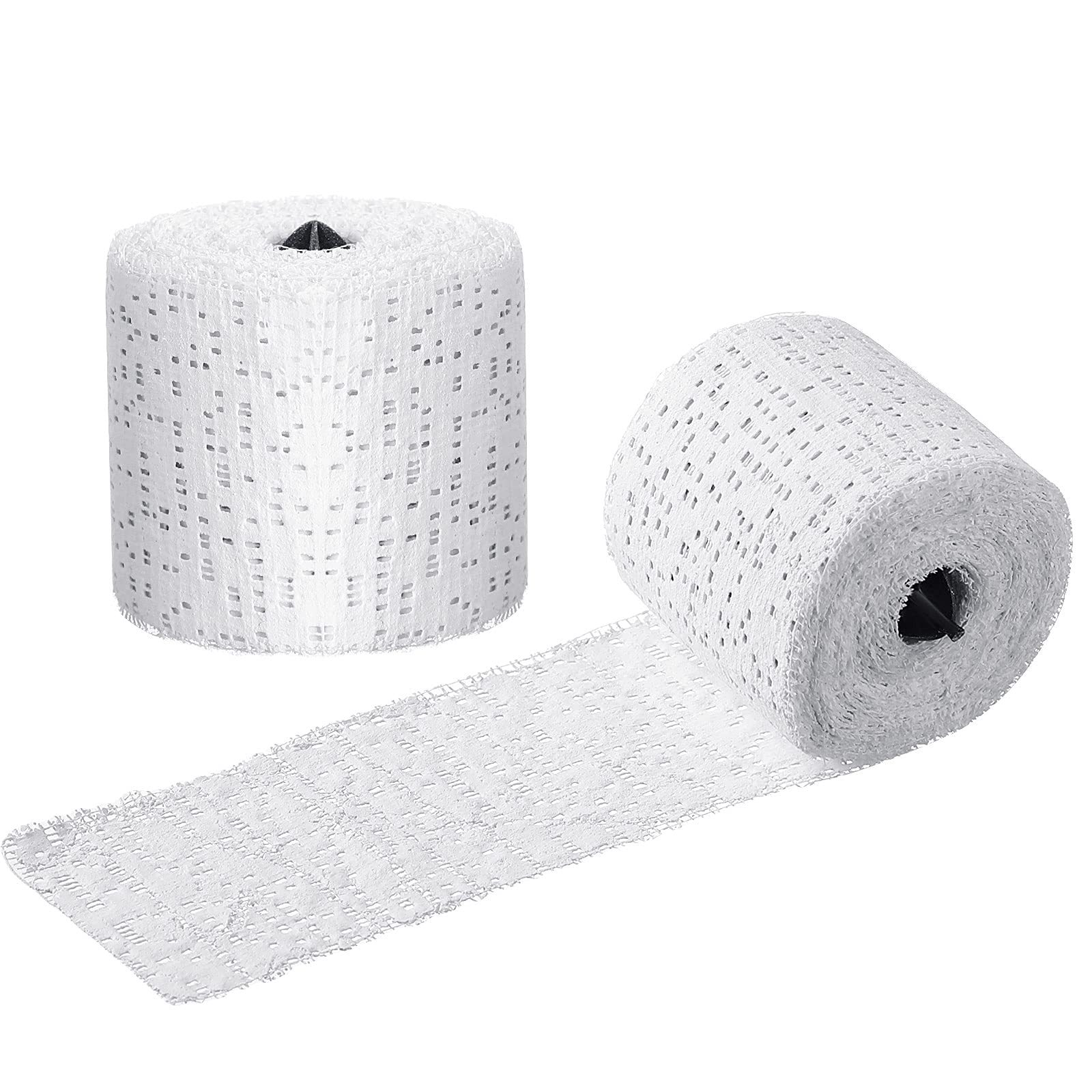 2 Rolls White Plaster Cloth Gauze Bandages Rolls Plaster Strips Easy to Use Halloween DIY Crafts for Wrap Strips, Belly Cast, Mask Making, Scenery Construction, Hobby Crafts(2 Inch x 8.8 Feet)