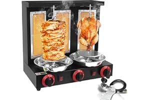 YYUIXUNLI Shawarma Grill Machine Propane Vertical Chicken Rotisserie Broiler with 3 Burners Rotating Kebab Gyro Machine for K