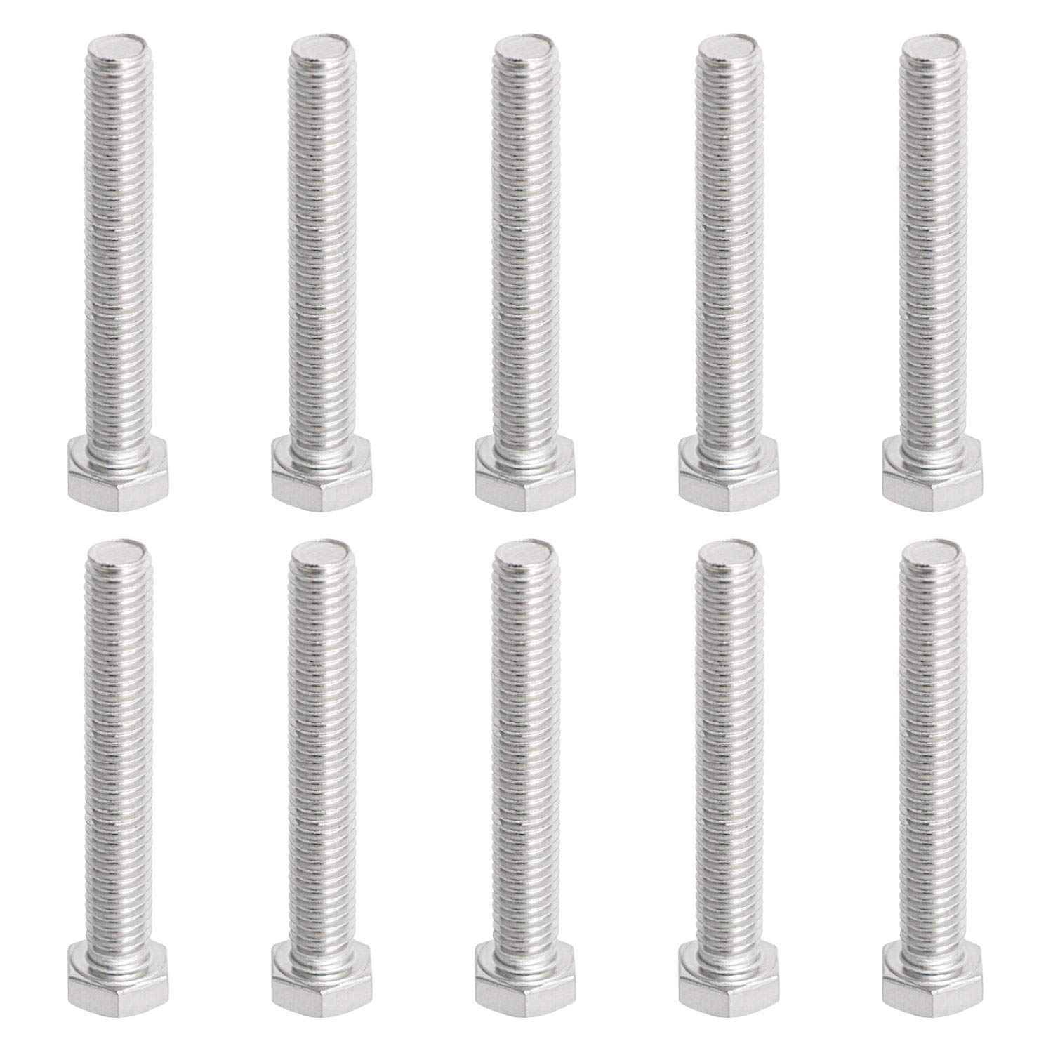 Aopin M4 x 50mm Hex Head Bolts Screws Grade 5.8 Stainless Steel, Fasteners Fully Machine Threaded SUS304 10 Pcs