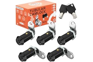 Chievbit 5 Pack Black RV Storage Locks, RV Compartment Locks,1-1/8”RV Locks for Storage Door,RV Cabinet Locks,Camper Storage Locks for Travel Trailer,RV Cam Locks with 10 Keys