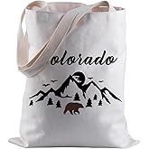 BLUPARK Colorado Souvenir Tote Bag - Colorado Lover Gift & Travel Shopping Bag with Mountain Design