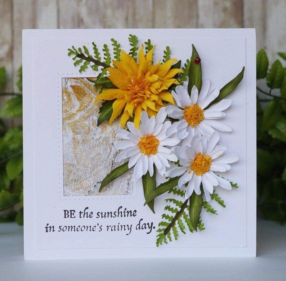 Daisy Flowers Cutting Dies for Card Making，Cutting Dies Cut Stencils for DIY Scrapbooking Photo Album Decorative Embossing Paper Dies for Card Making Templated+Cute Brooch Pin