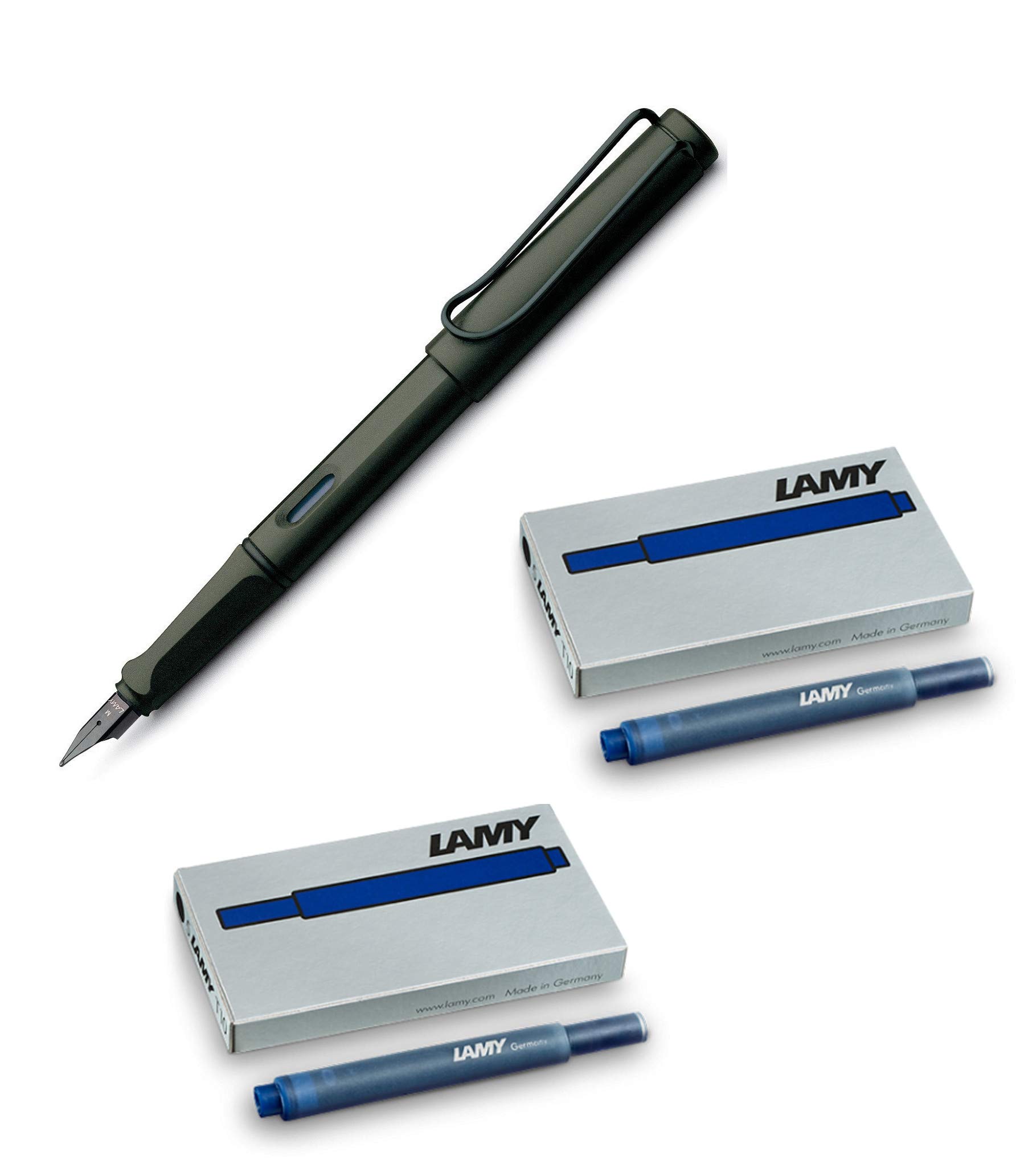 Lamy Safari Umbra 1203065 Fountain Pen Plastic Umbra M (+ 10 Cartridges Blue)