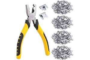 NAOEDEAH 1200pcs Wire Cage Clips with Hog Ring Pliers Fencing Plier Snap-Ring Pliers Hog Wire Fence C Clip for Bird Quail Rabbit Chicken Cage