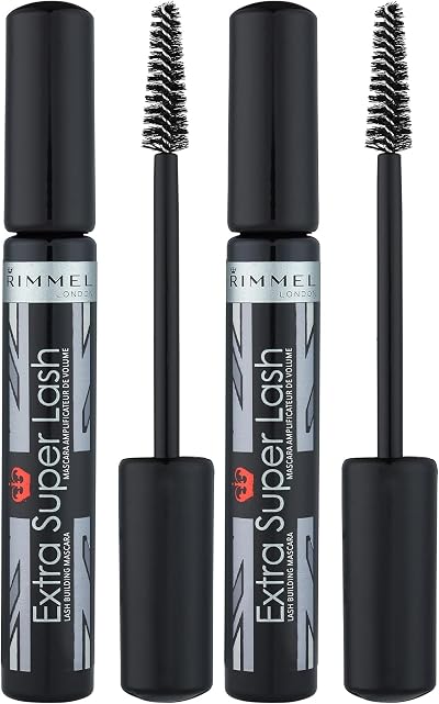 Rimmel Extra Super Lash Mascara 101 Black Black Pack of 2 Defines Lengthens Curl