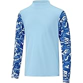 Poekuao UPF 50+ Boys Rash Guard Long Sleeve Thumb Hole UV Sun Protection Swim Shirt for Kids Quick-Dry SPF Fishing Shirts