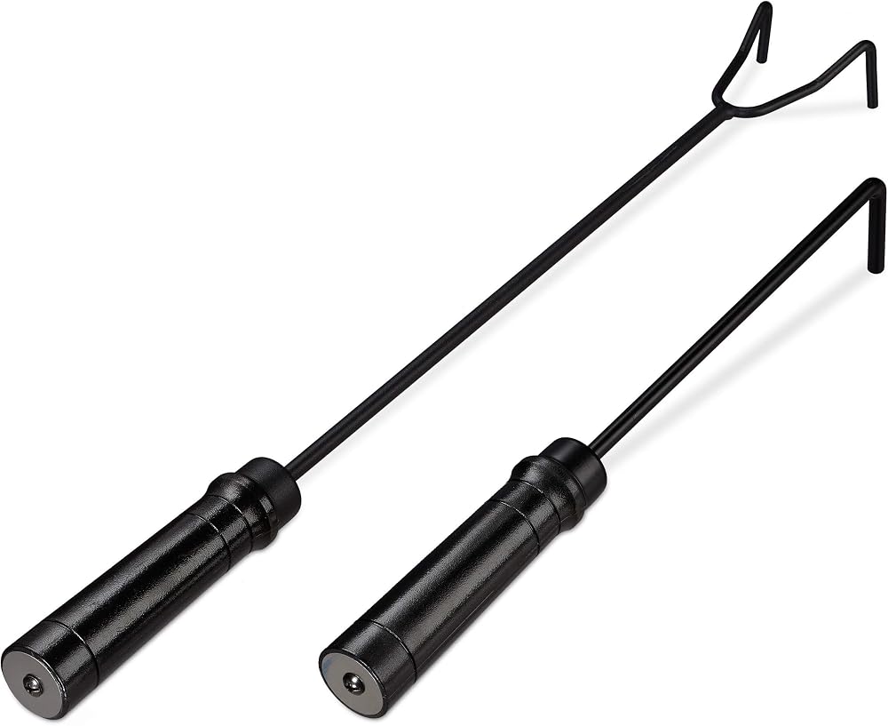 Relaxdays Fire Poker Set 2pc Steel Ash Scraper Fireplace Stove Grill Bowl Black