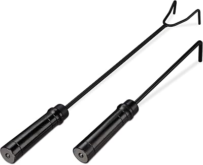 Relaxdays Fire Poker Set 2pc Steel Ash Scraper Fireplace Stove Grill Bowl Black