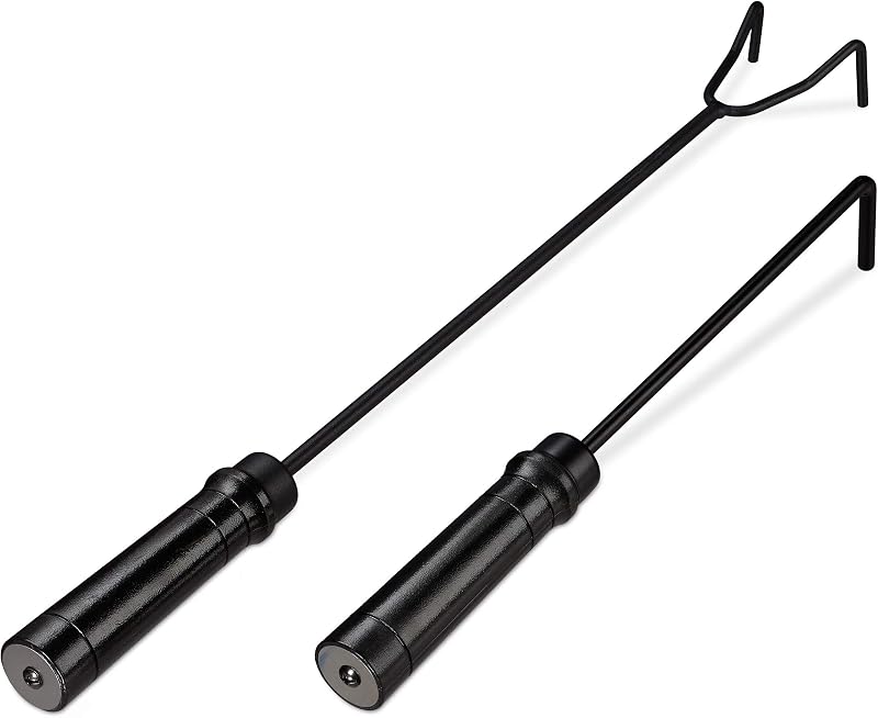 Relaxdays Fire Poker Set 2pc Steel Ash Scraper Fireplace Stove Grill Bowl Black