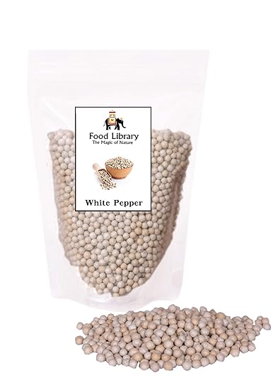 FOOD LIBRARY Whole White Peppercorn (Sabut Safed Mirch) -200 gm