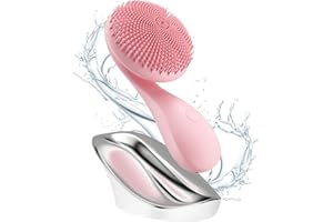 CCIGEDY 2 in 1 Facial Cleansing Brush, Rotating Magnetic Beads & Massage Cleaning Electric Face Scrubber, Waterproof and Rechargeable Exfoliating Face Scrubber Brush
