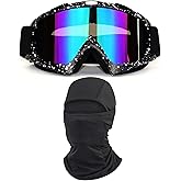 immoono Motorcycle Goggles Dirt Bike Goggles Windproof Dustproof ATV Racing Goggles Ski Goggles Safety Glasses with Balaclava