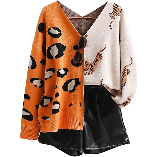 Amazon.com: DERAX Women's Oversized Leopard Tiger Print Cardigan