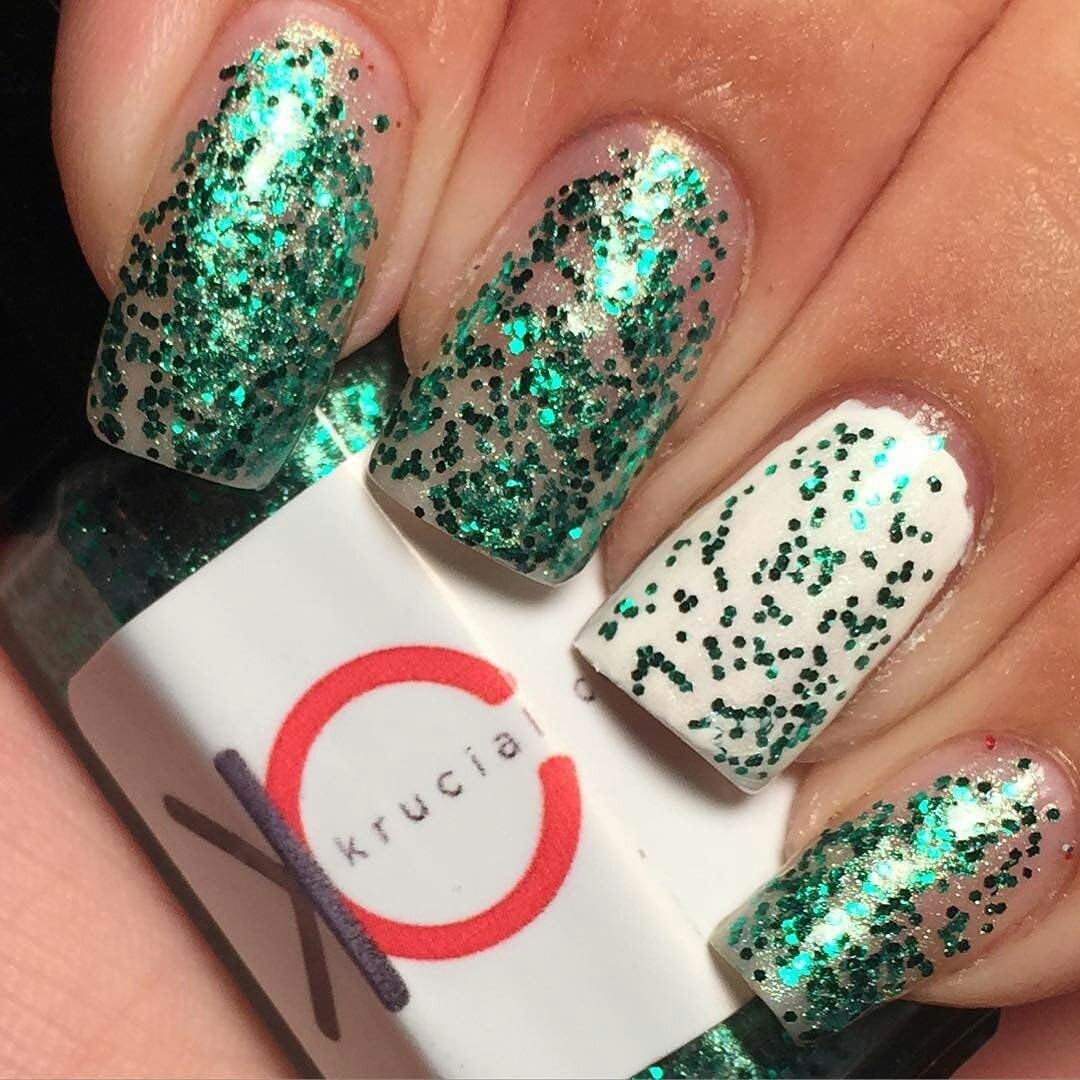 Heart Chakra Green Glitter Nail Polish Handmade