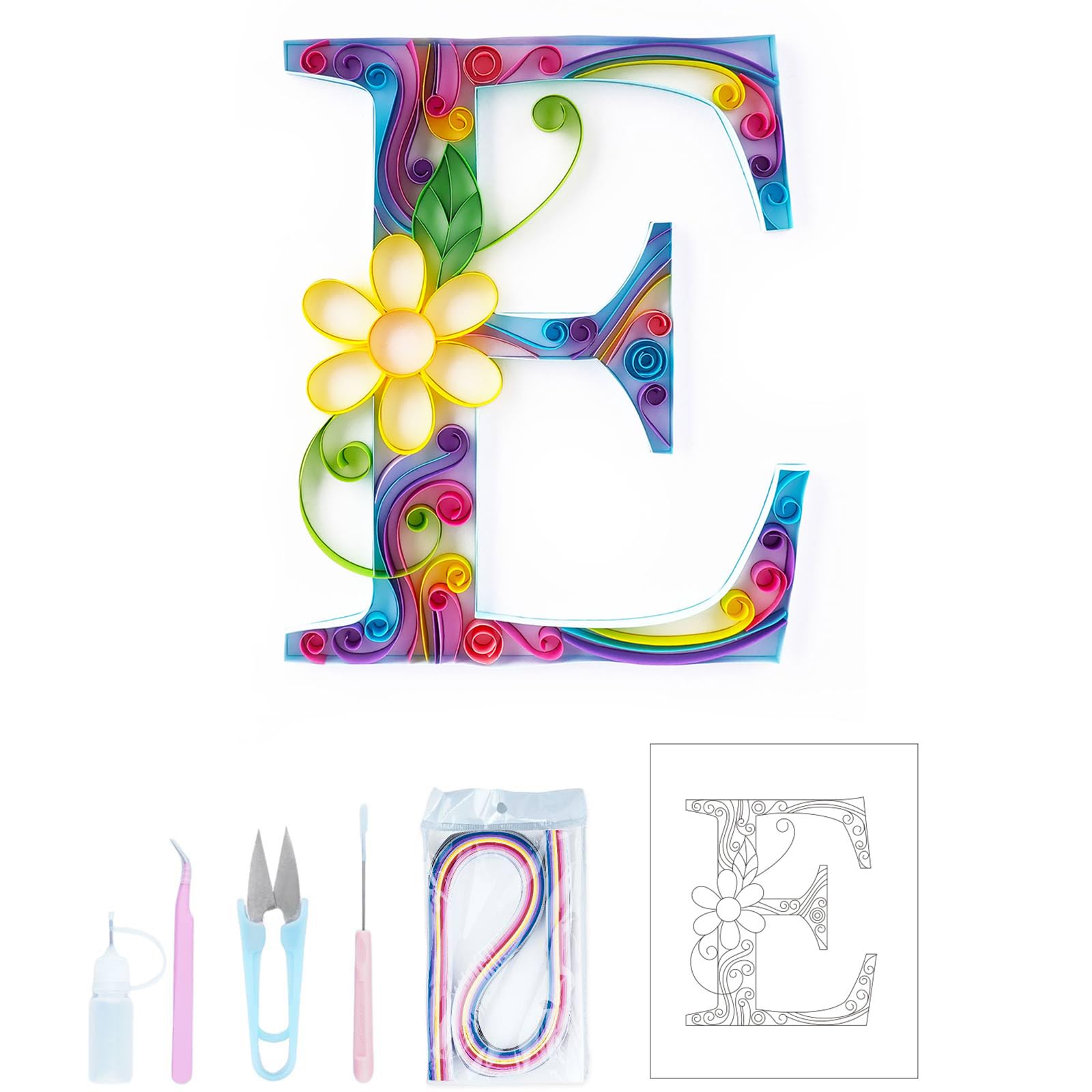 Quilling Paper Quilling Kit for Adults Beginner, 8 * 10-inch Letters, Exquisite DIY Paper Filigree Painting Kits Quilling Tools, Home Room Wall Art Decor Best Gifts(Basic)