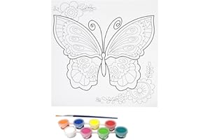 Misco Toys Canvas Paint Party Kits, 11 Piece Art kit Pre-Drawn Outline Canvas for Paint and Sip 8 Colors and Brush Included, Great Gift for Kids 4+ and Adults Too!