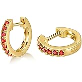 Gacimy Gold Huggie Earrings for Women 14K Real Gold Plated with Multi-Color Cubic Zirconia, 1/2 Inch Small Gold Hoop Earrings Cartilage Ear Cuffs for Women