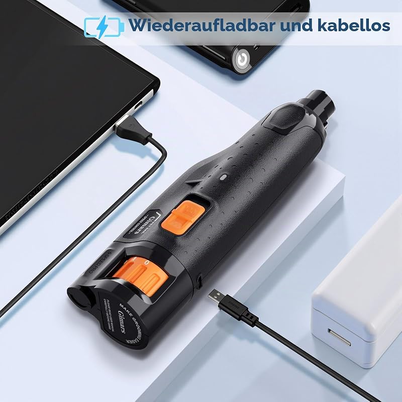 Nagelfeile für Hunde, verstellbar, 6 Geschwindigkeitsstufen, Nagelfräser für Hunde, mit doppeltem LED-Licht, Nagelfräser für Haustiere, wiederaufladbar, Nagelfeile für Hunde über USB