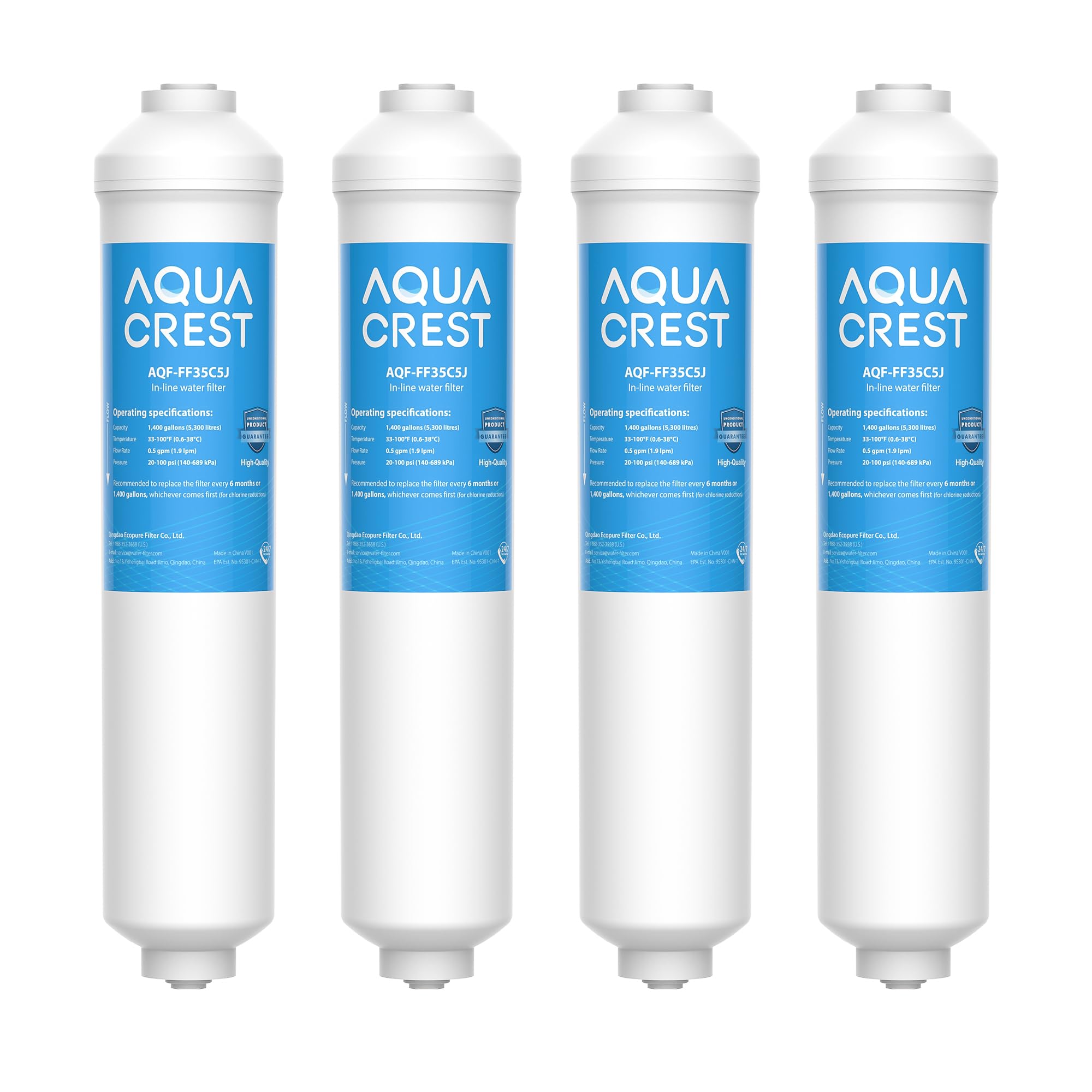4X AQUA CREST DA29-10105J Fridge Water Filter, Compatible with Samsung Aqua-Pure Plus (ONLY EXTERNAL) DA29-10105J DA99-02131B HAFEX/EXP DA2010CB 5231JA2010B Wpro USC100/1 WSF-100 (4)