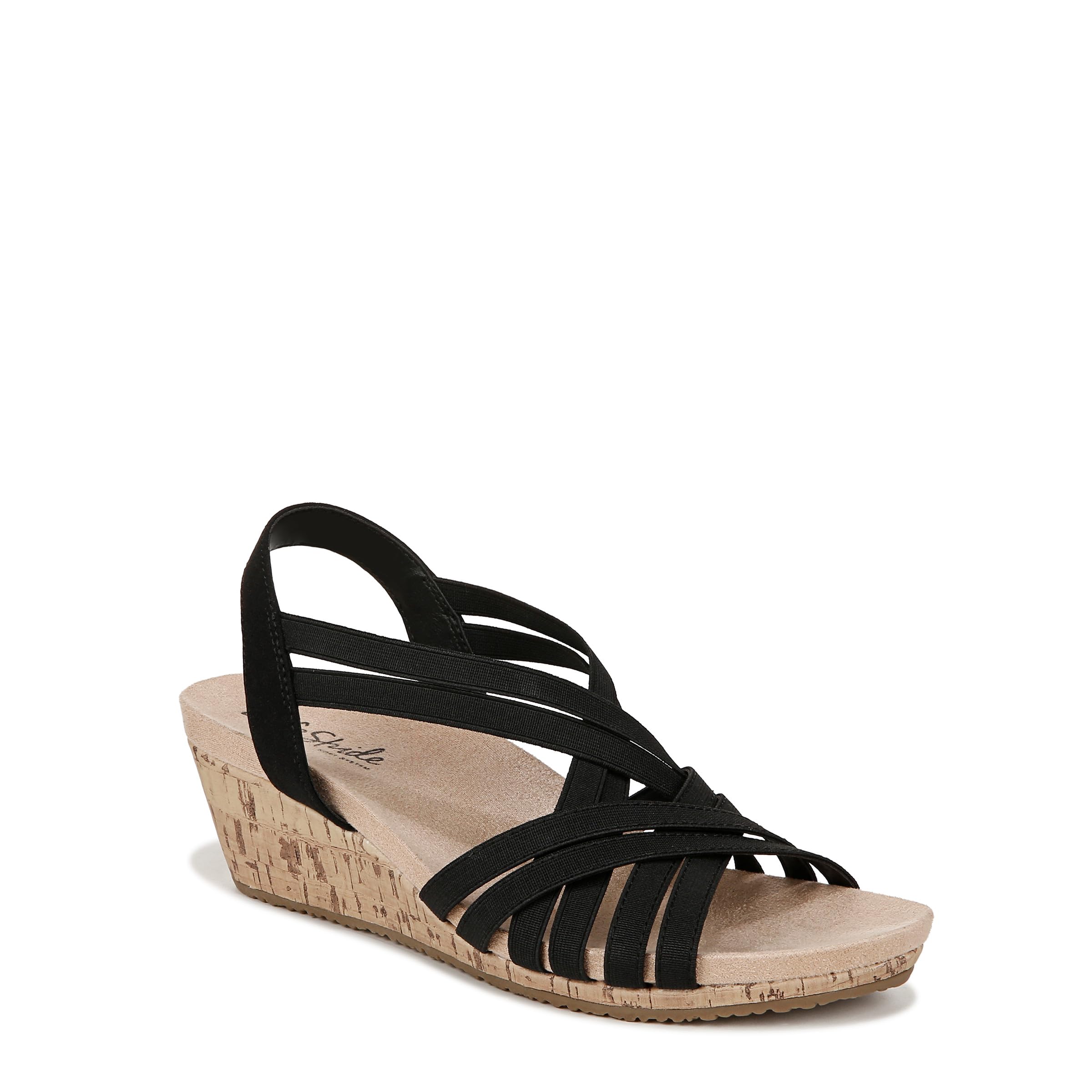 LifeStride Womens Mallory Strappy Wedge Sandals Black 5.5 M