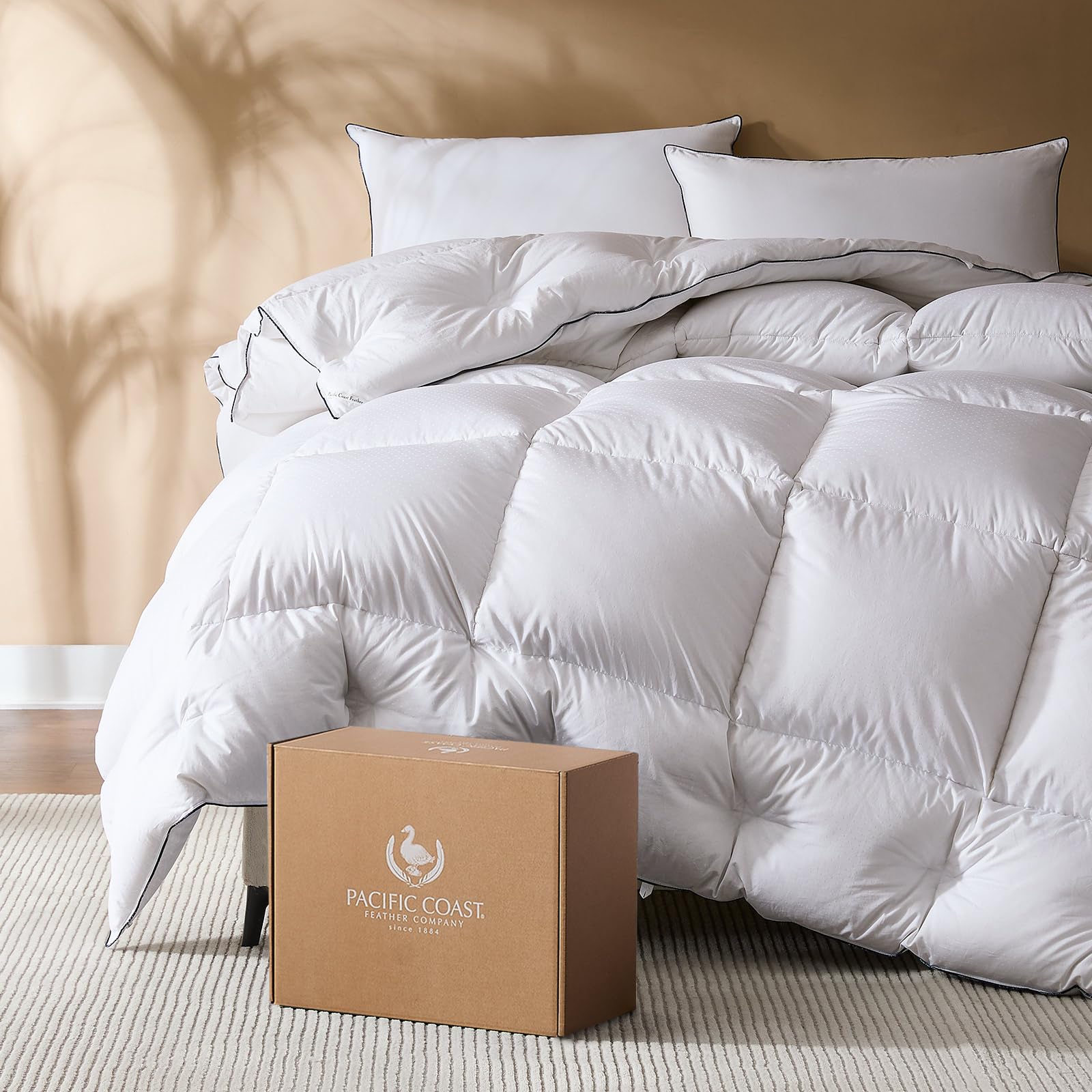 Photo 1 of Pacific Coast Twin Comforter Filled with White Goose Down Bed Comforter, Fluffy All Season Luxury Hotel White Duvet Insert with 8 Loops, 68"x90"