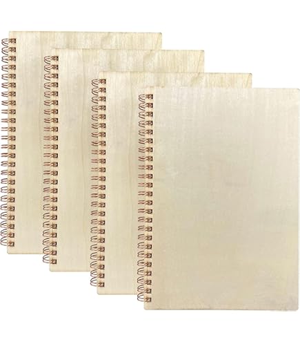 Amazon.com: Cregugua 4 Pack A5 Wood Cover Jounal Notebook 40