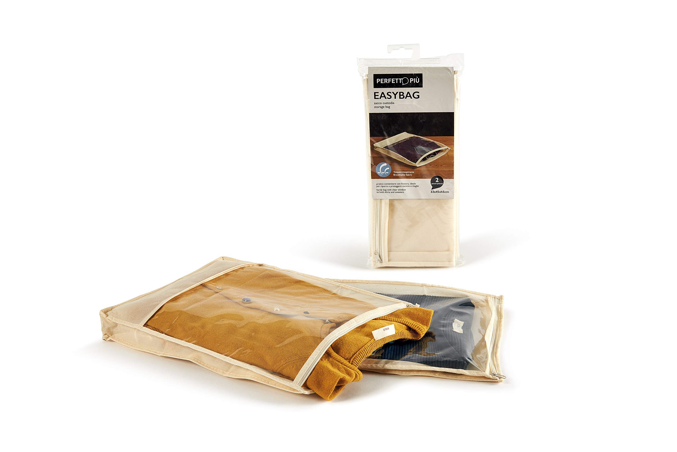 Perfetto Tnt Custody Easybag, Dimension- 33 x 45 x 5 Cm. Pullover 2 Pieces -Beige