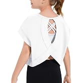 Hvididan Girls Tees Summer Short Sleeve Oversized Cut Out T Shirts Kids Open Back Athletic Top for Teen 5-14 Years