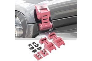 JWWY for Jeep Wrangler Hood Latches Clamp Aluminum Stainless Steel Hood Catch Fastene with Lock Kit Compatible with Jeep Wrangler JK/JKU 2007-2017, JL/JLU 2018-2025+&Gladiator JT 2020-2025+ 4xe Pink B