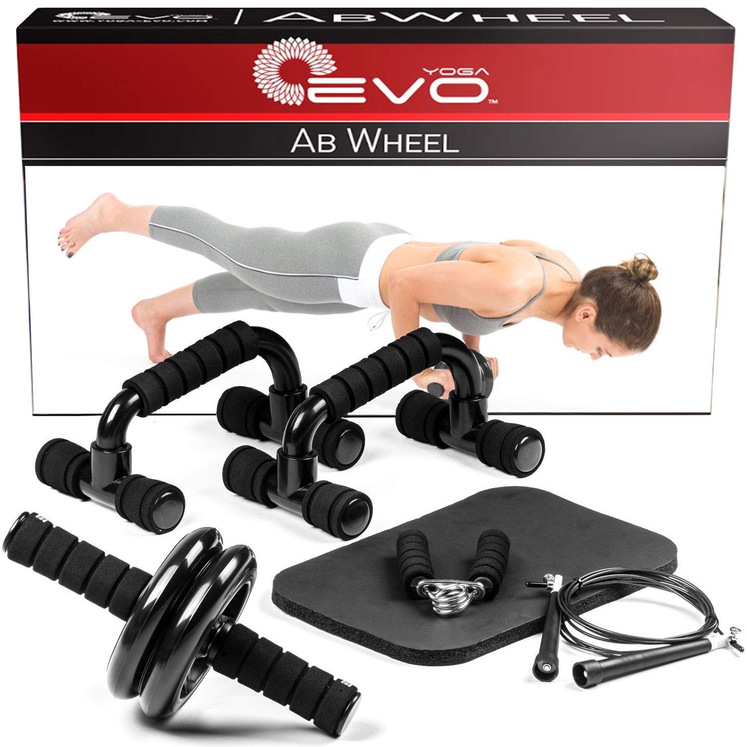 Yoga EVO Ab Wheel Kit Workout Core Wheel Knee Pad Set Abdominal Train
