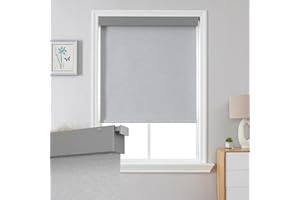 Joydeco No Drill Blackout Shades, Free-Stop Cordless Roller Shades, UV Protection, Thermal Insulated Blinds for Indoor Windows, Easy Install Window Blinds for Home and Office (Grey, 34" W X 75" H)
