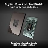 BG Electrical Double Wall Light Switch 2 Way Screwless Front Plate Black Nickel view 2