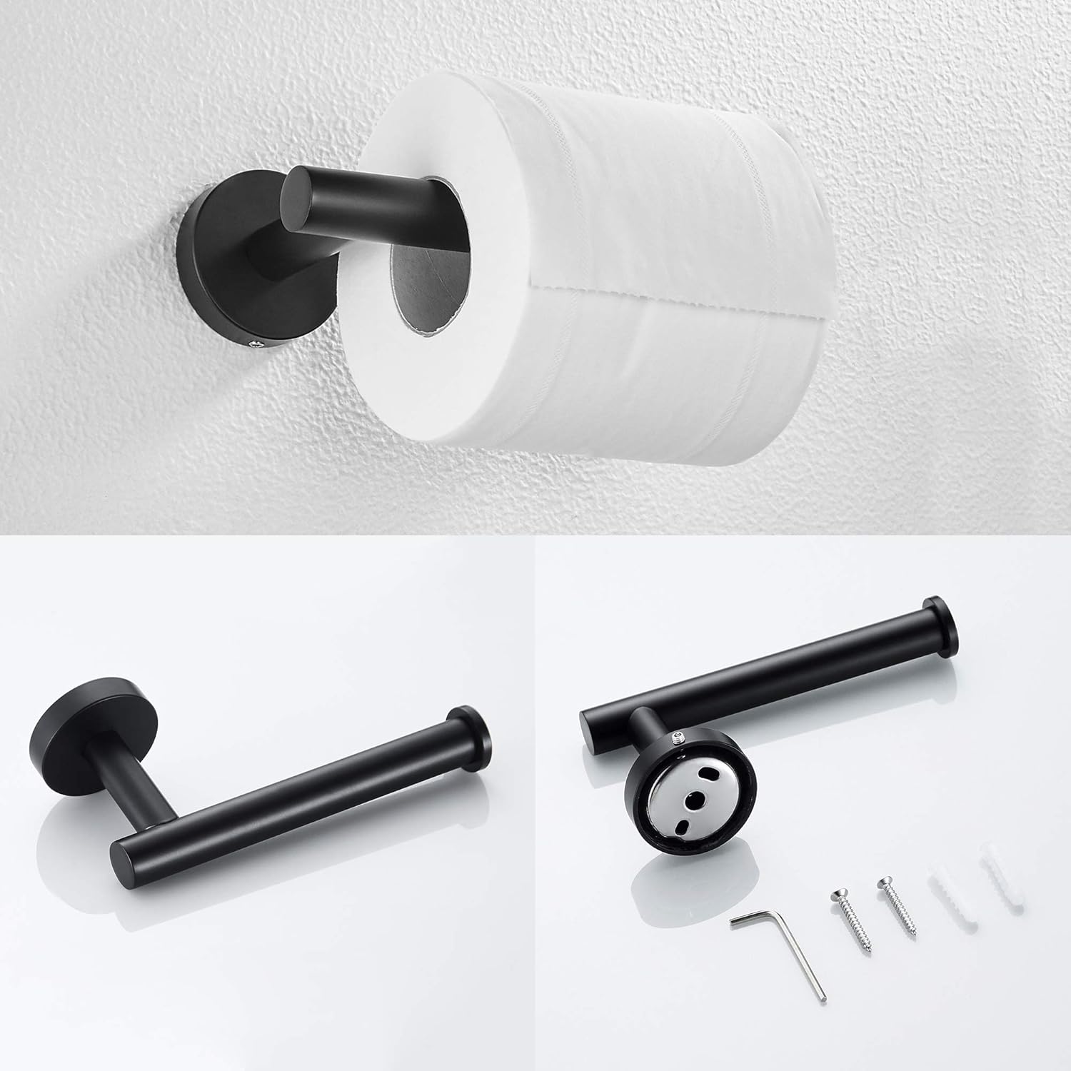 Marmolux Acc Towel Racks for Bathroom Black Bathroom Accessories-Hand Towel Bar, Towel Ring, Toilet Paper Holder, Towel/Robe Hook, Stainless Steel Wall Mounted Toilet Towel Rack Set 9110BK Matte Black: Home & Kitchen