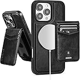 SkyEagle Compatible with Magsafe 2 in 1 Detachable iPhone 16 Pro Wallet Case with Card Holder Women Men,Magnetic PU Leather RFID Blocking Flip Kickstand Credit Slots,for Apple 16 Pro 6.3",Black