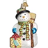 Old World Christmas Gleeful Snowman Glass Blown Ornament for Christmas Tree, Handcrafted Holiday Decoration, Snowman Collection