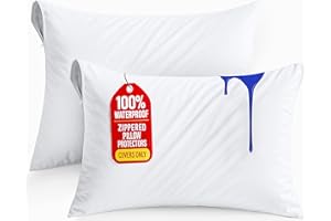 Utopia Bedding Waterproof Pillow Protectors Zippered Queen Size (2 Pack, White), Zippered Pillowcases, Bed Bug Proof Pillow E