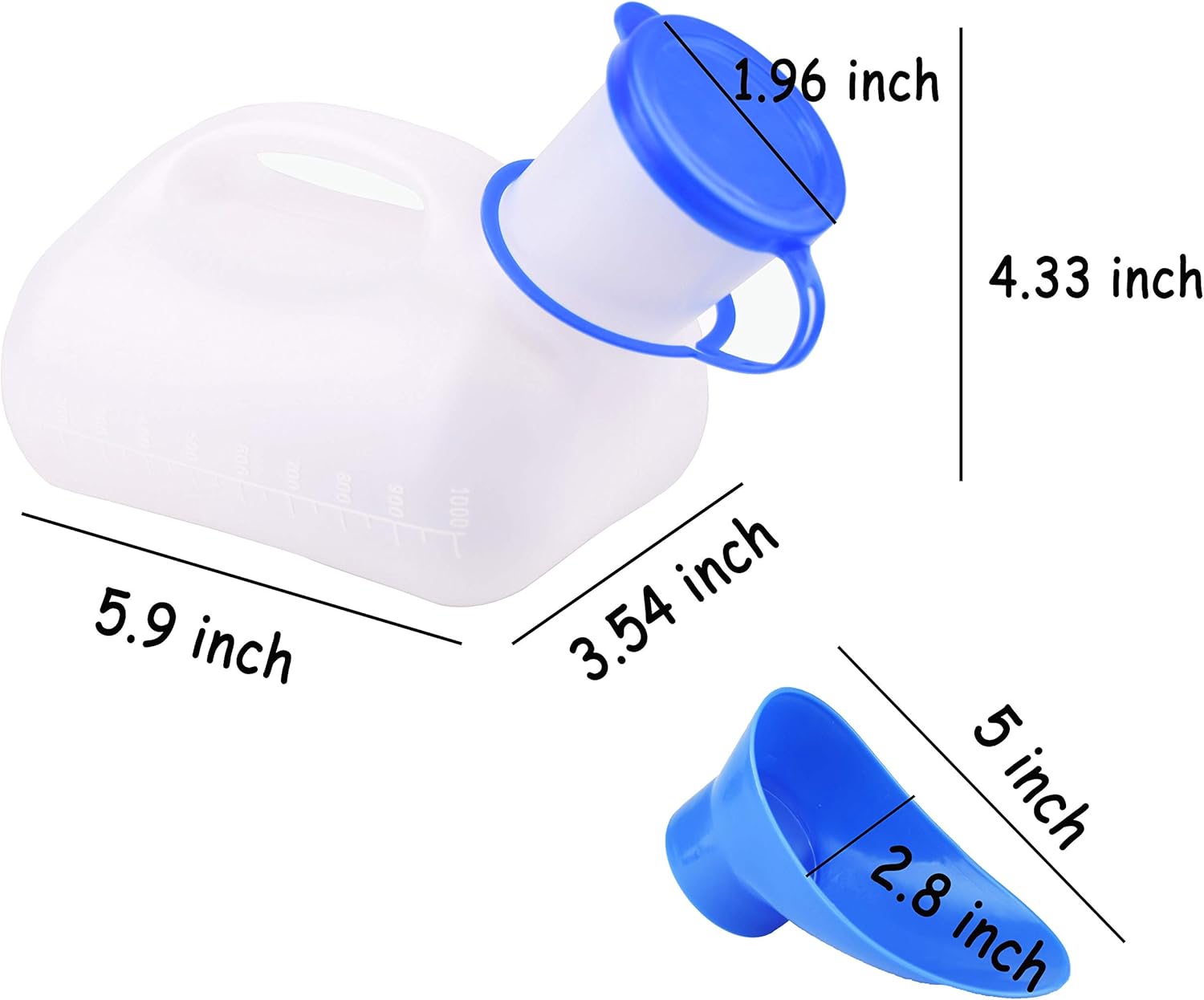 Alivonao Unisex Urinal for Car, Portable Urinal for Men and Women, Spill Proof Pee Bottle with a Lid and Funnel for Hospital, Home, Camping or Car Travel : Sports & Outdoors