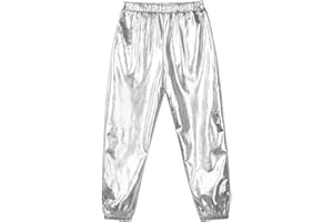 Manyakai Kids Girls Boys Shiny Metallic Dance Harem Pants Athletic Leggings Hip Hop Street Dancewear