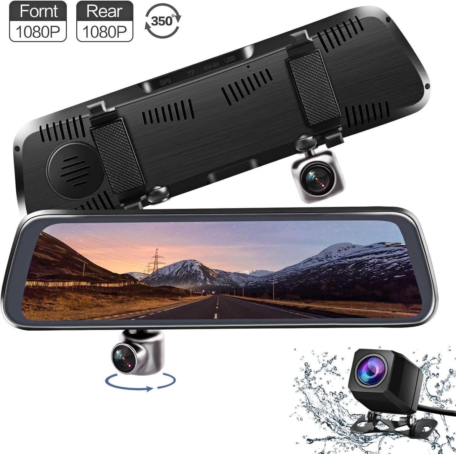 Mirror Dash Cam, V35 10 Inches Touch Screen FHD 1080P Amazon.co.uk