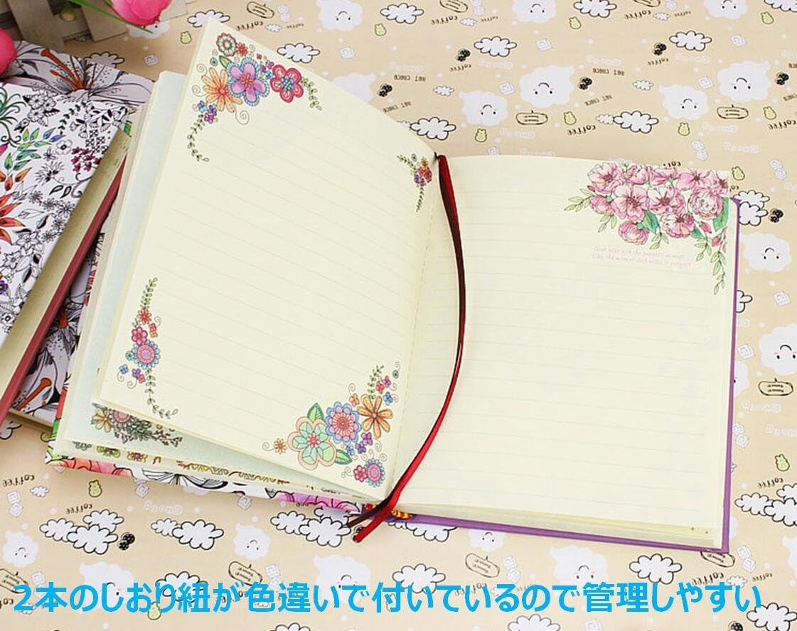 Amazon Co Jp 豪華 カラー イラスト フラワー ノート 花柄 日記帳 日記 夢日記 交換日記 文房具 オフィス用品