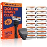 Dollar Shave Club - Bulk Shave Set (Black) - 16 Razor Refills + Handle | Long Lasting Razor Supply, 16 Replacement Heads with a Handle and a Cover, 4 Blade, Black Handle, Shave Set for Men