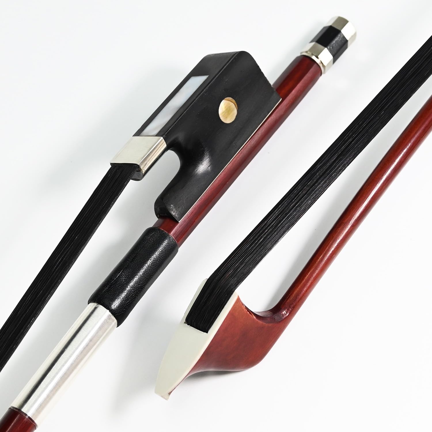 Black Horse Hair 4/4 Size Double Bass Bow French Model Wild Tone VINGOBOW 300BFB 72.5cm Brazilwood Stick Ebony Frog Straight Stick Smooth Tuner Easy Rosin Neat Works for High Level Student