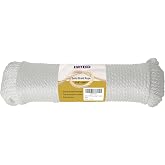 3/16 Inch 100FT Nylon White Solid Braid Rope - Durable Multi- Purpose Utility Cord, Strong &amp; Flexible, Low Stretch, Weather Resistant for Camping, Boating, DIY &amp; Outdoor Use