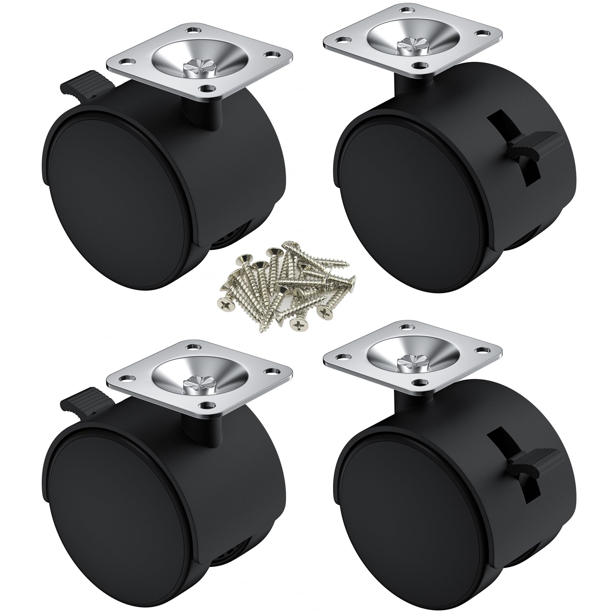 4 PCS Furniture Swivel Caster Wheels with Brake