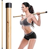 Slim Panda 5FT Yoga Stick - Natural Bamboo Stretching Stick with Non-Slip Caps - 1.57" Thick Exercise Balance Pole for Posture Correction &amp; Physical Therapy