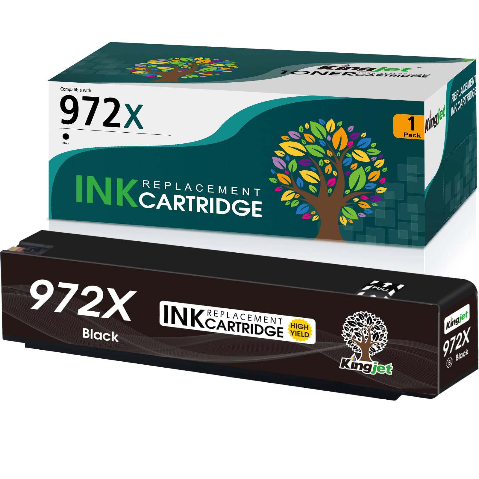Photo 1 of Kingjet 972X Black Ink Compatible for 972X Ink Cartridges Replacement for HP 972X 972 972A Black Ink Work with PageWide Pro 477dw 577dw 577z 552dw 452dn 452dw 477dn Printer, 1 Pack